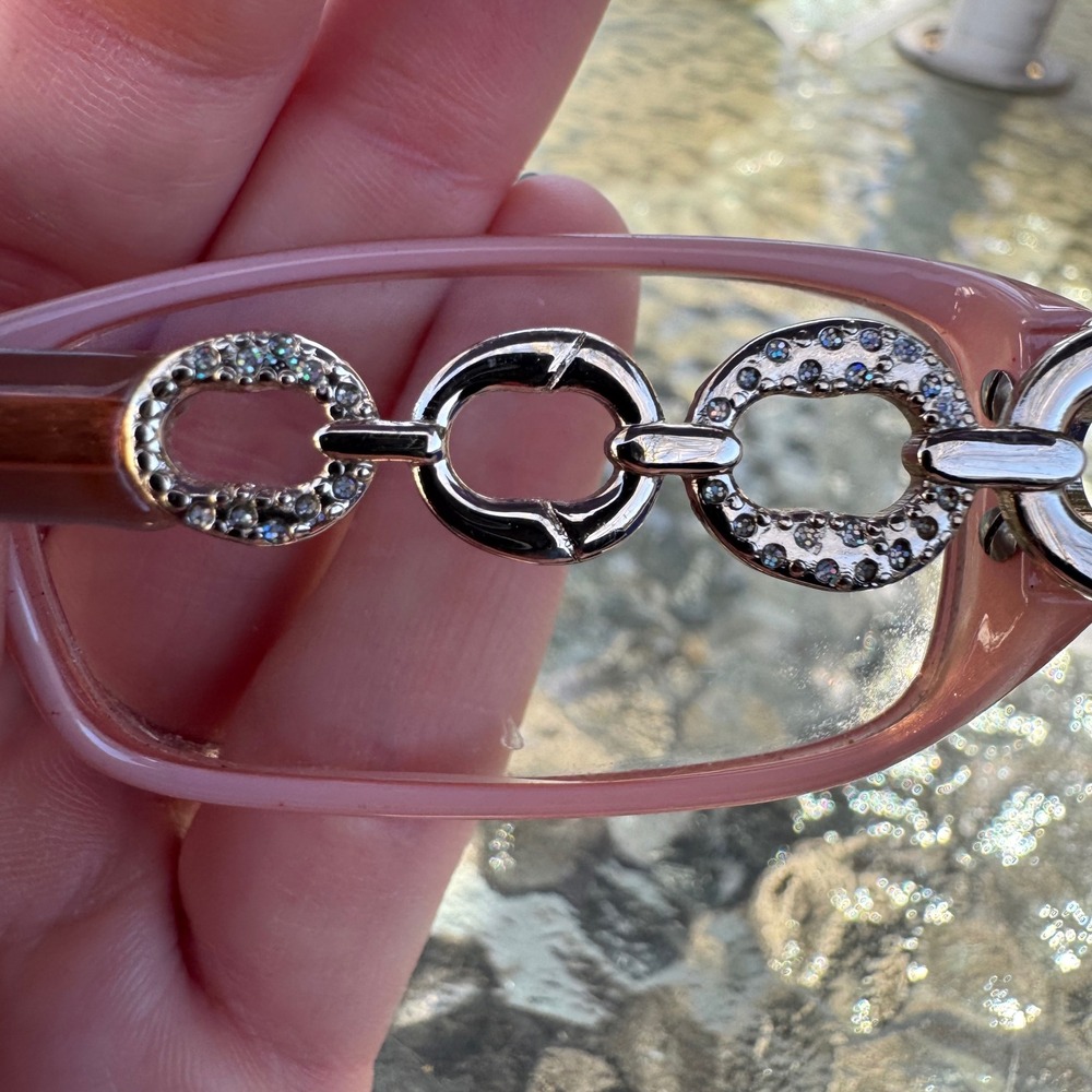 Vintage Peach Rectangular Eyeglass Frames with Rh… - image 3